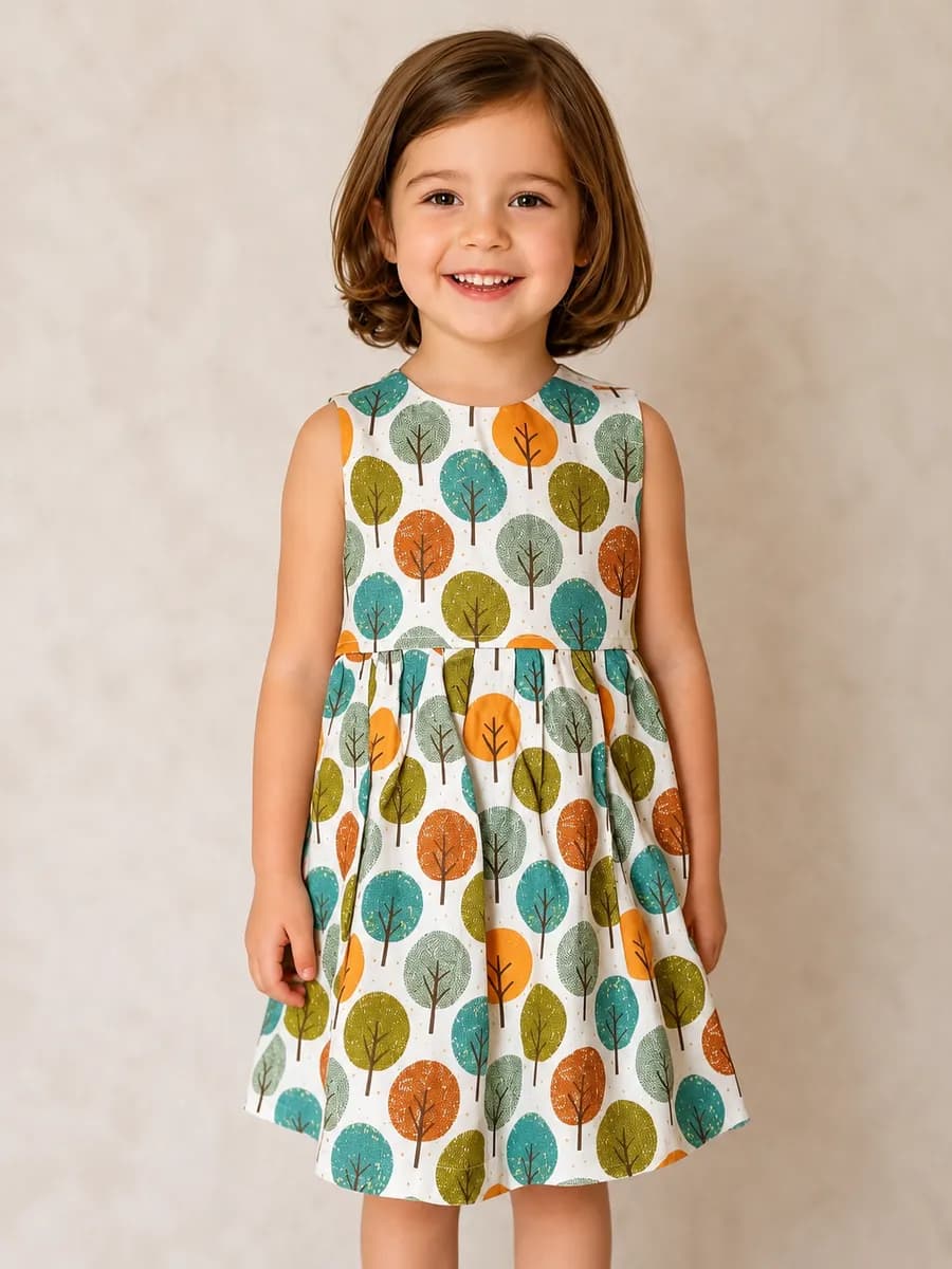 Vestido Infantil Bosque Encantado, modelo regata, foto