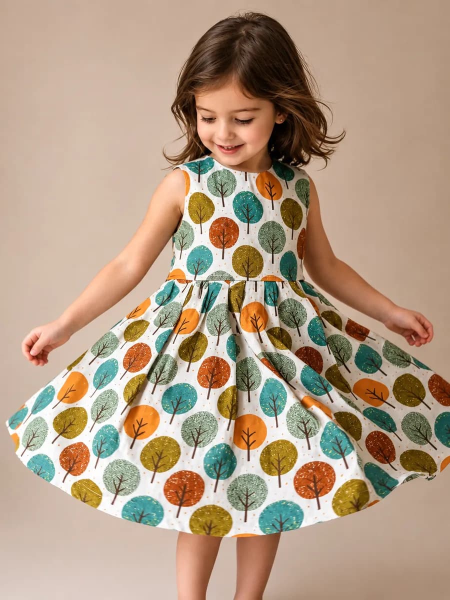 Vestido Infantil Bosque Encantado, modelo regata, foto