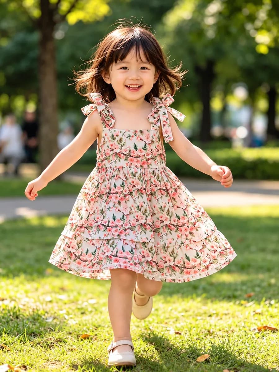 Vestido Infantil Cerejeira Encantada, modelo alça, foto