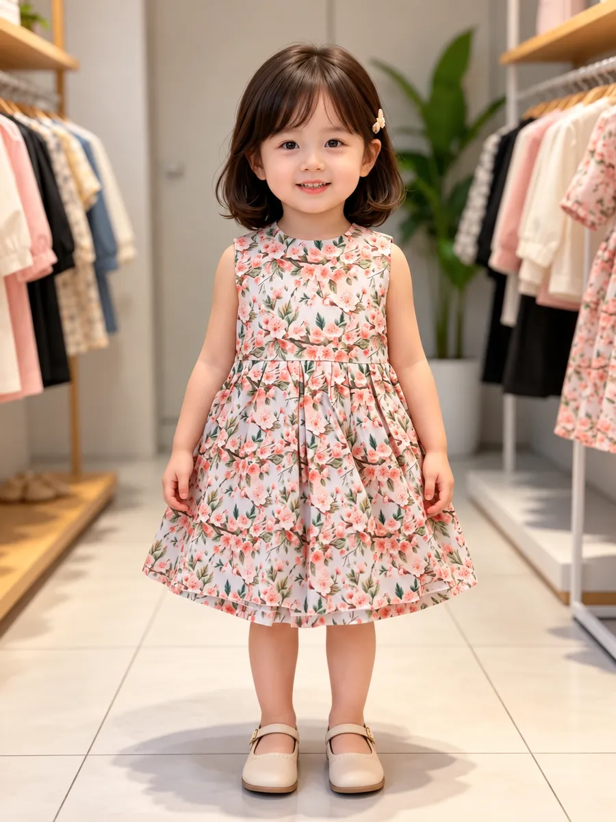 Vestido Infantil Cerejeira Encantada, modelo regata, foto
