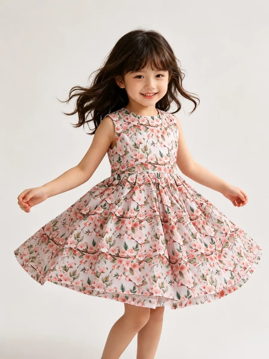 Vestido Infantil Cerejeira Encantada, modelo regata, foto
