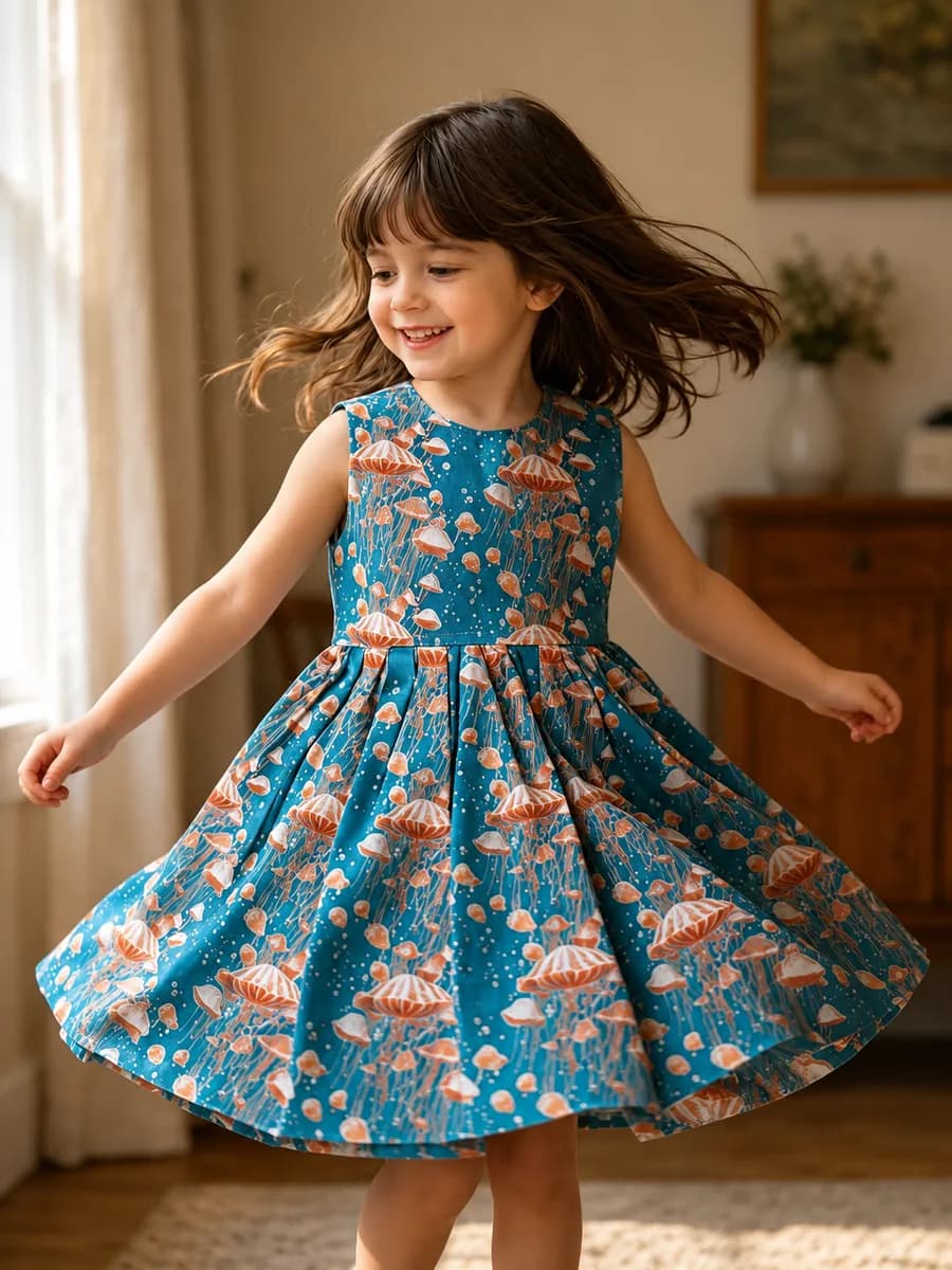 Vestido Infantil Encanto do Mar, modelo regata, foto