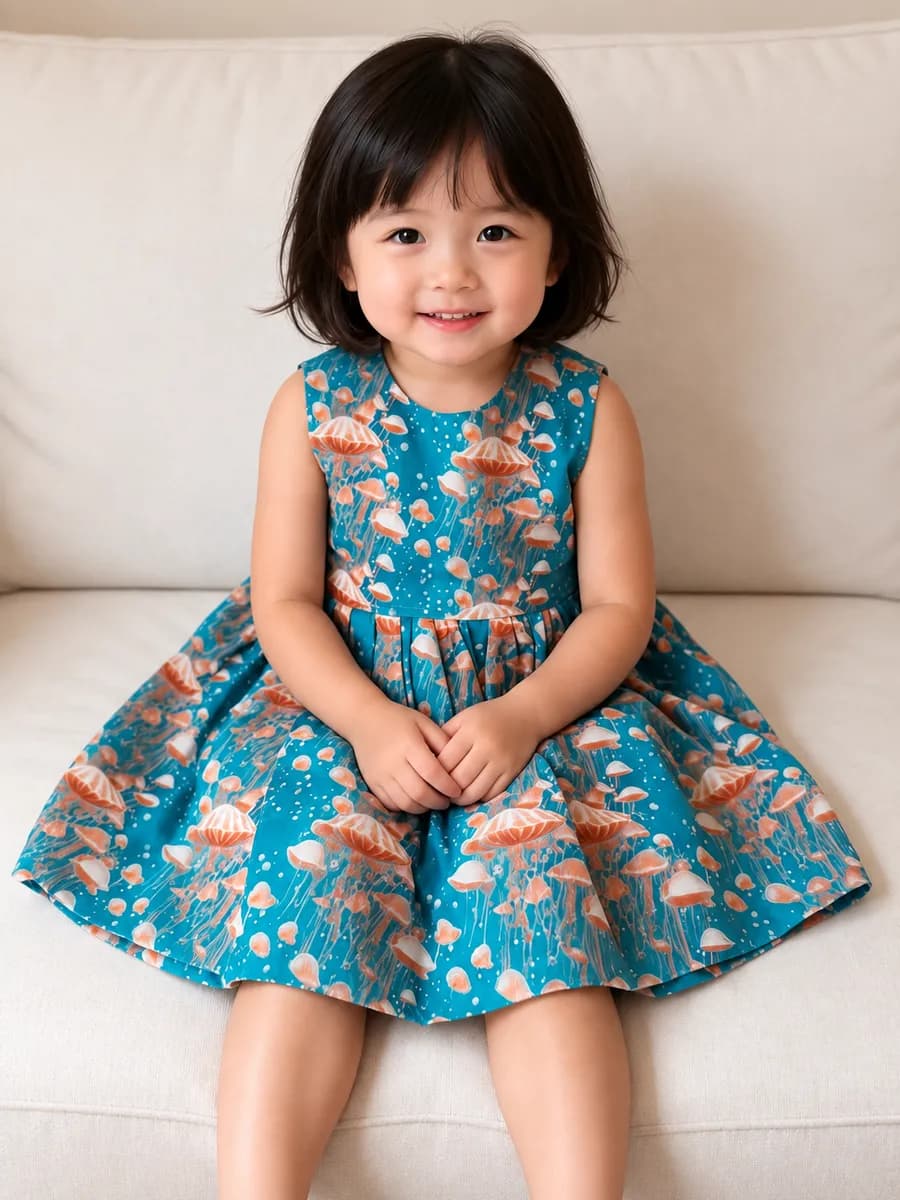 Vestido Infantil Encanto do Mar, modelo regata, foto
