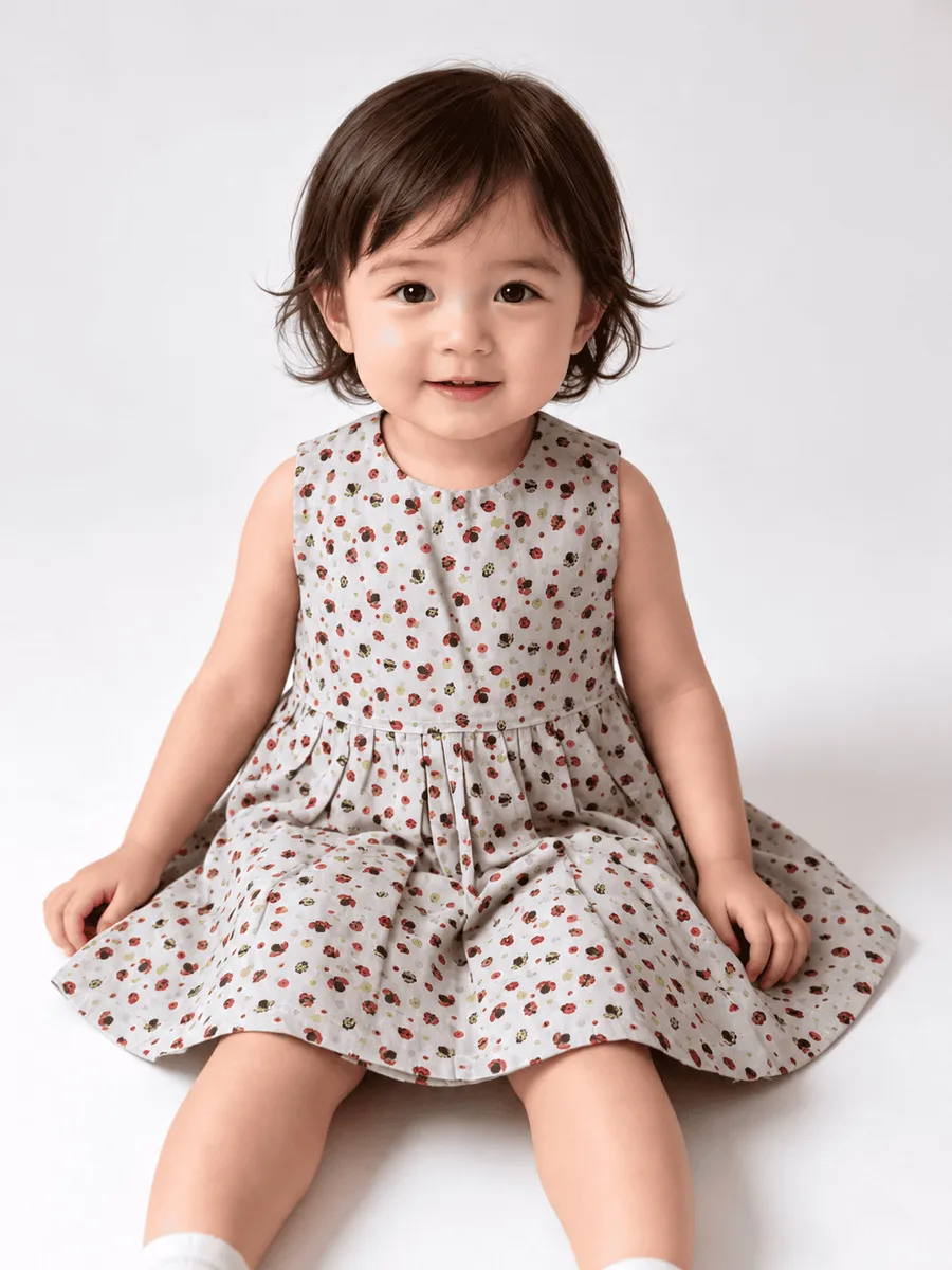 Vestido Infantil Jardim de Joaninhas, modelo regata, foto