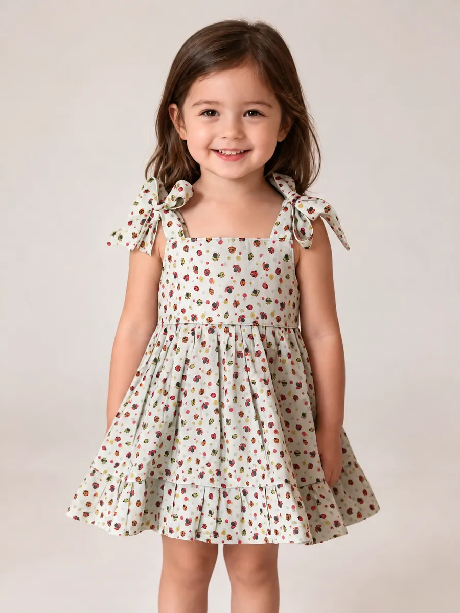 Vestido Infantil Jardim de Joaninhas, modelo alça, foto