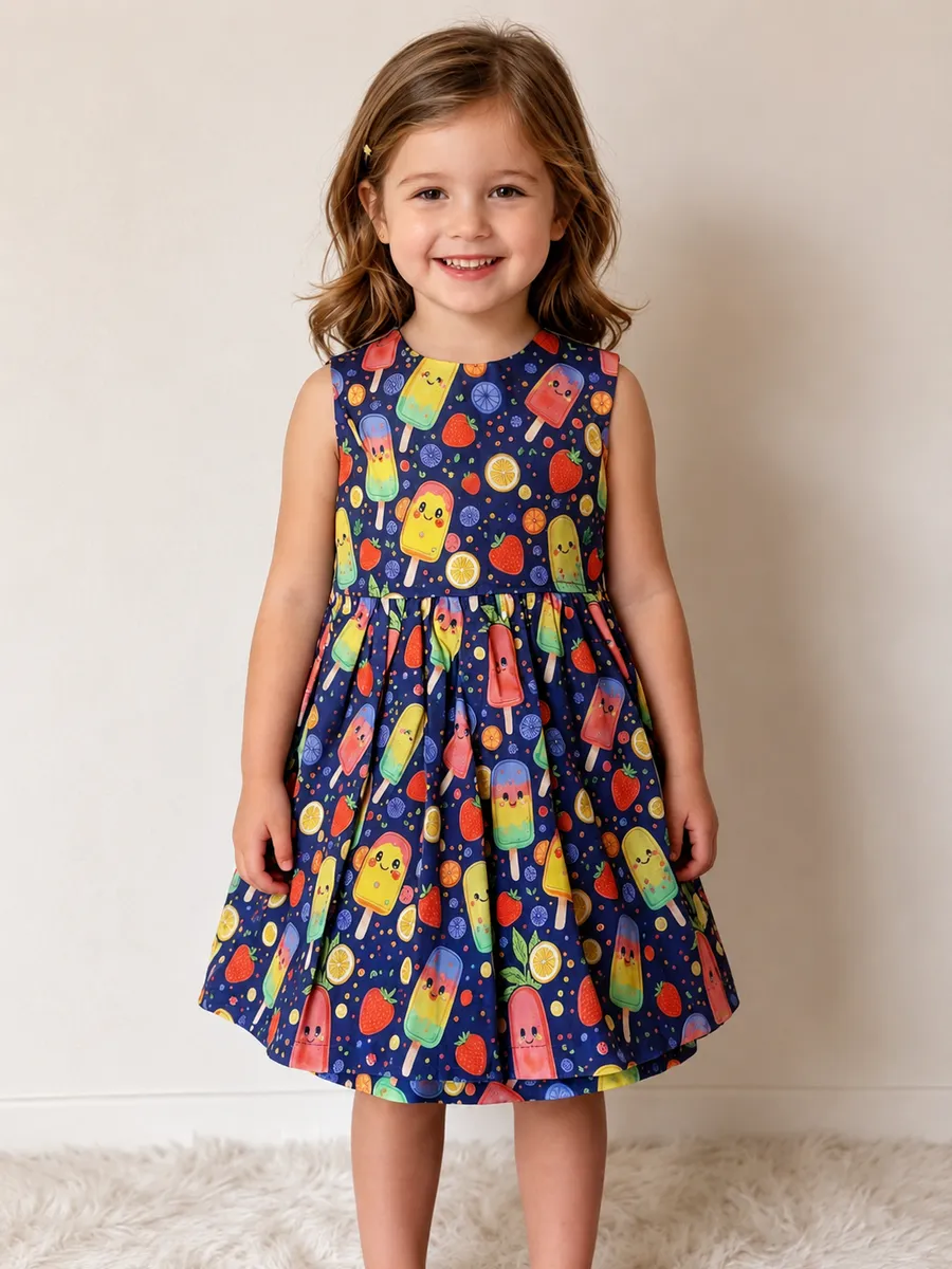 Vestido Infantil Picolé Colorido, modelo regata, foto