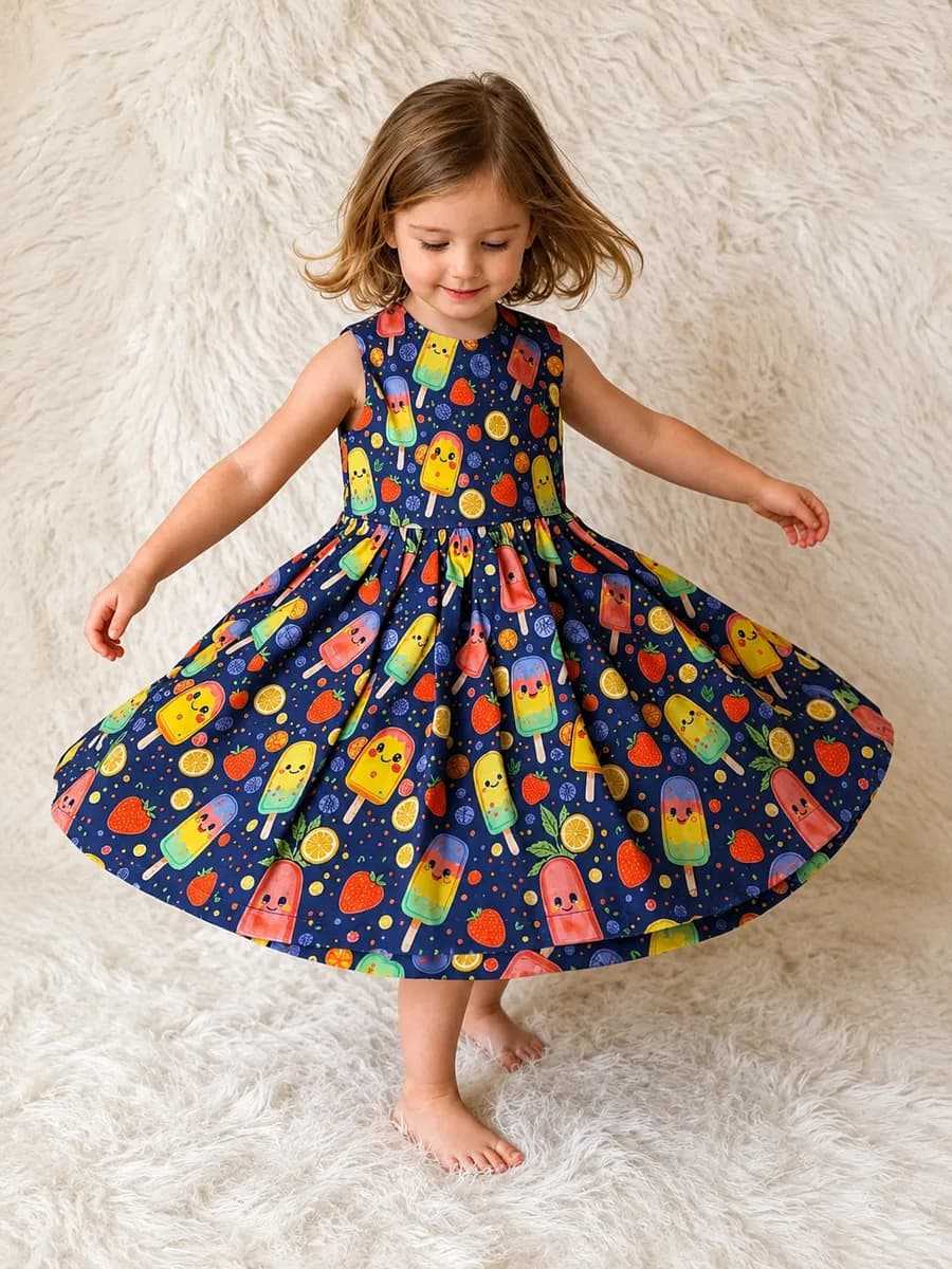 Vestido Infantil Picolé Colorido, modelo regata, foto